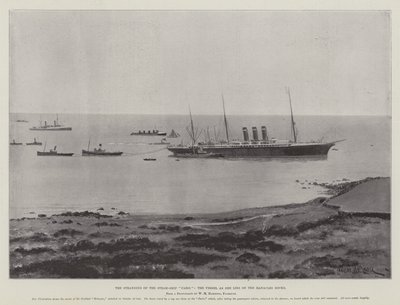 De stranding van het stoomschip Paris, het schip zoals het ligt op de Manacles Rocks door Charles John de Lacy